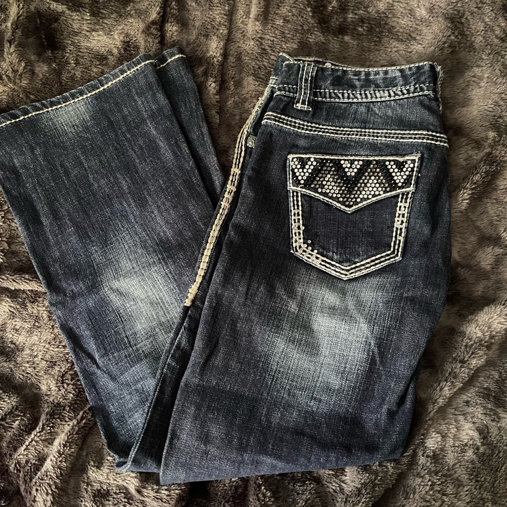 Rock & Roll Cowgirl Boot Cut Jeans - Dark Blue